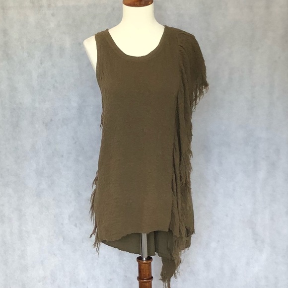 Free People Tops - Free People Asymmetrical Raw Edge Fringe Top